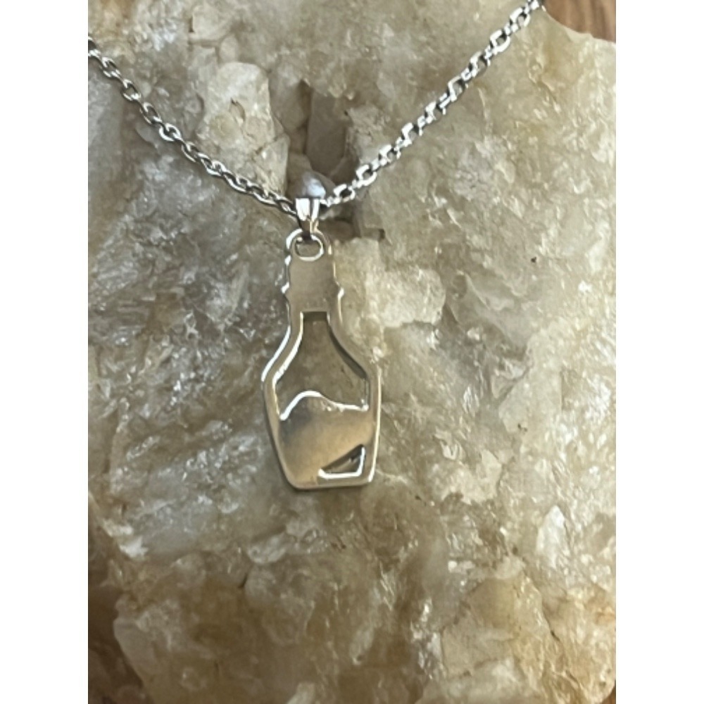 Amethyst Purple Crystal Gemstone Heart In Sterling Silver Bottle Necklace -New - Picture 9 of 13